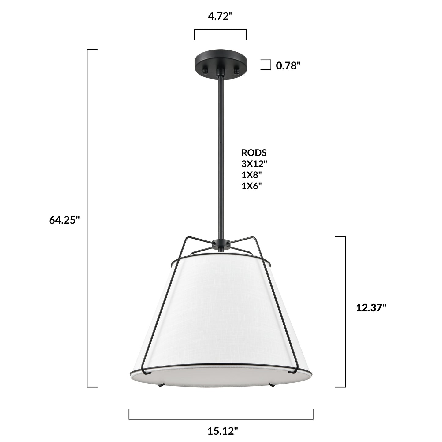 Lise 15" Chandelier | Black/White