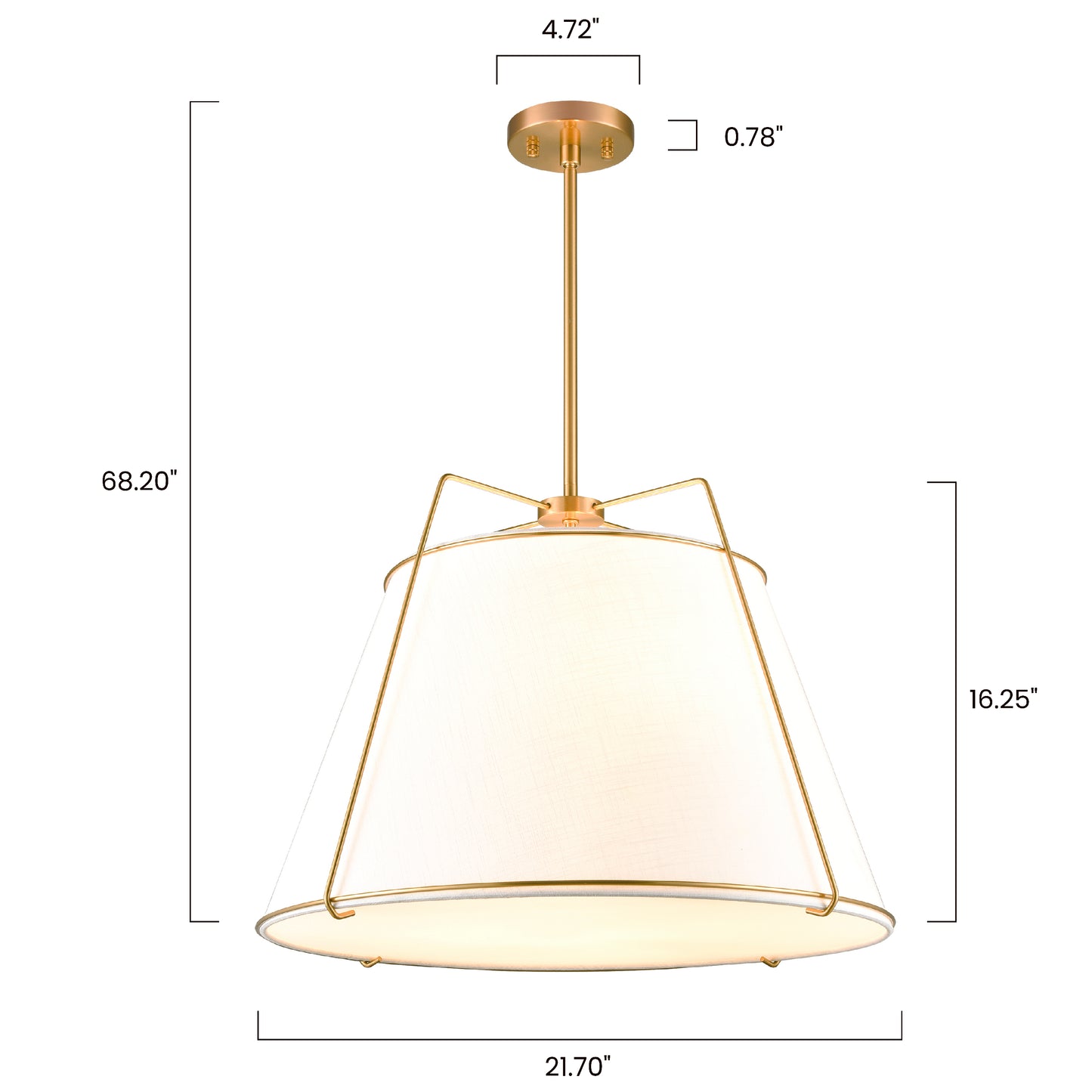 Lise 22" Chandelier | Antique Brass/White