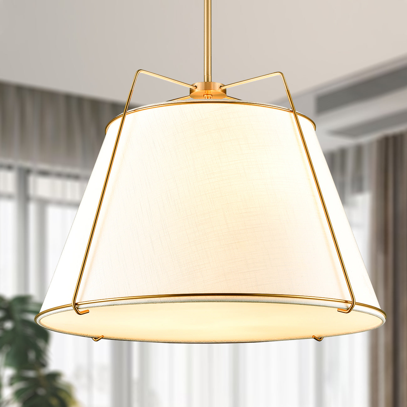 Lise 22" Chandelier | Antique Brass/White