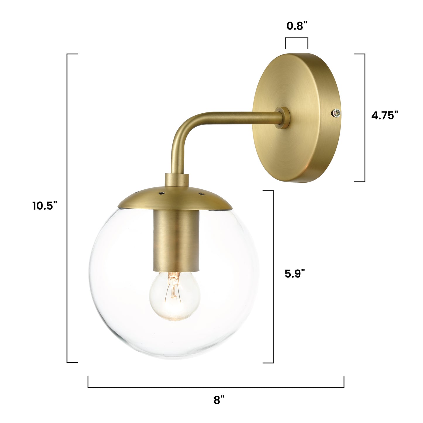 Zeno Globe Wall Sconce | Brushed Brass/Clear