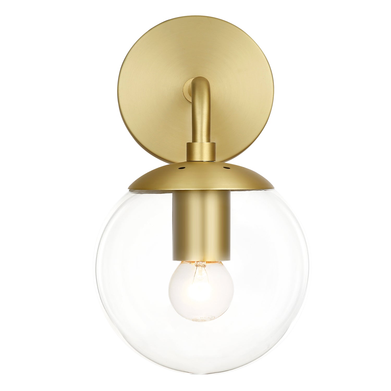 Zeno Globe Wall Sconce | Brushed Brass/Clear 