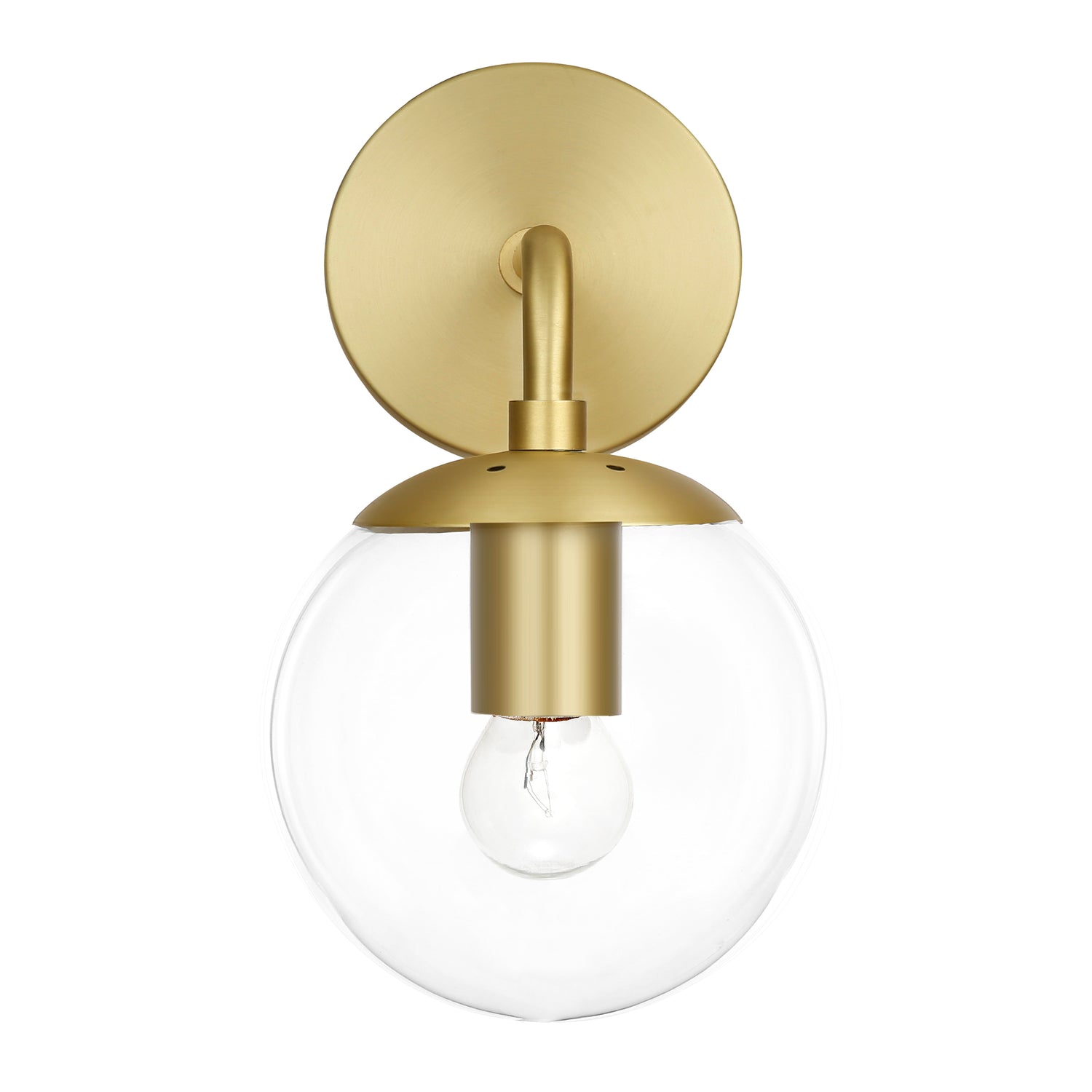 Zeno Globe Wall Sconce | Brushed Brass/Clear 