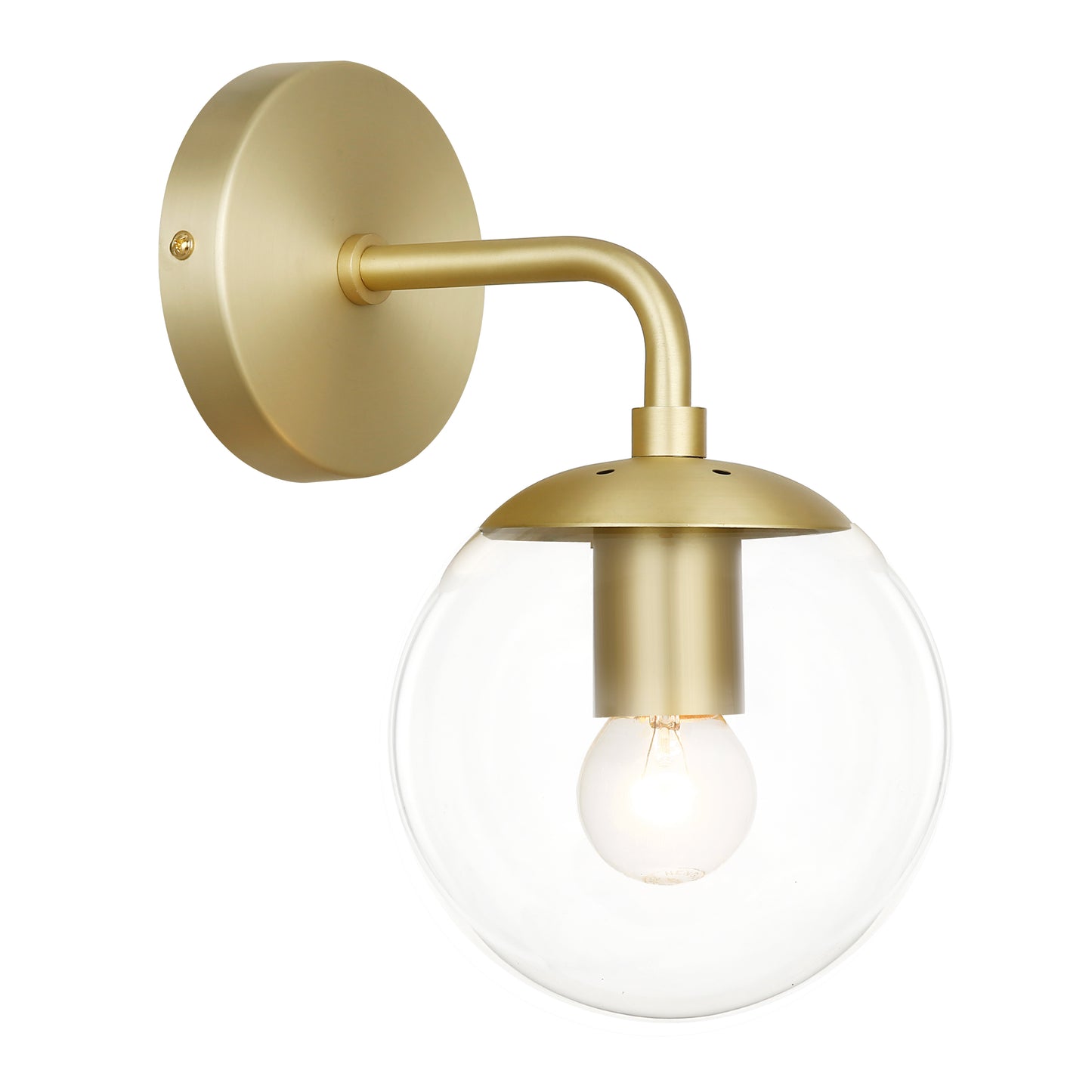 Zeno Globe Wall Sconce | Brushed Brass/Clear