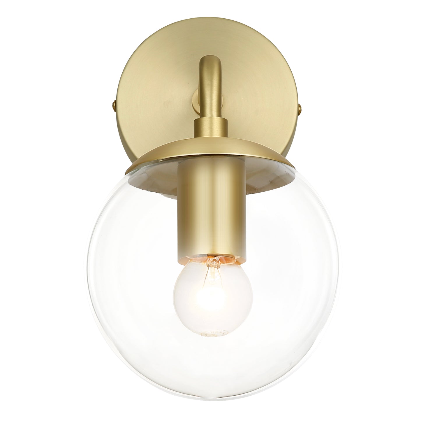 Zeno Globe Wall Sconce | Brushed Brass/Clear