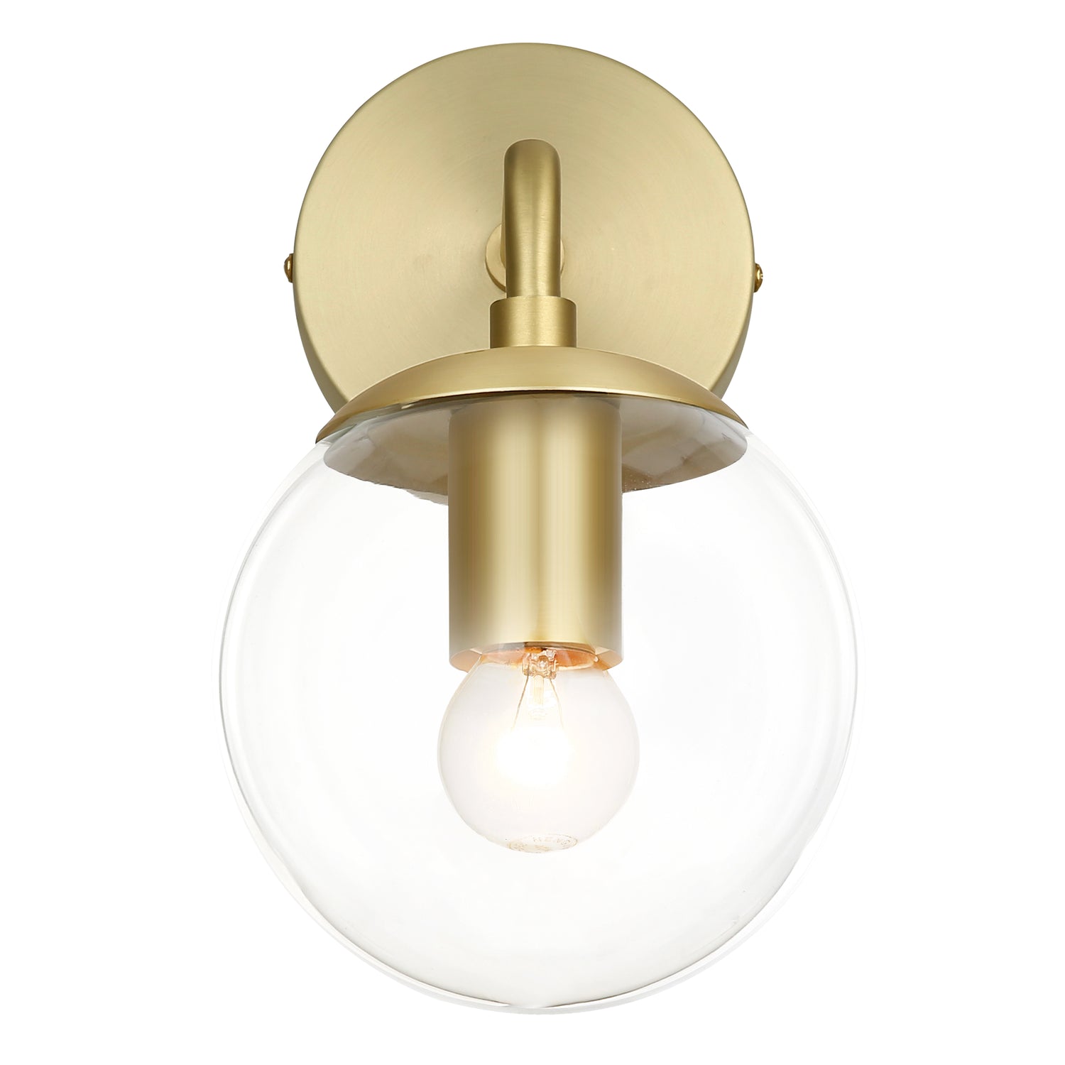 Zeno Globe Wall Sconce | Brushed Brass/Clear 