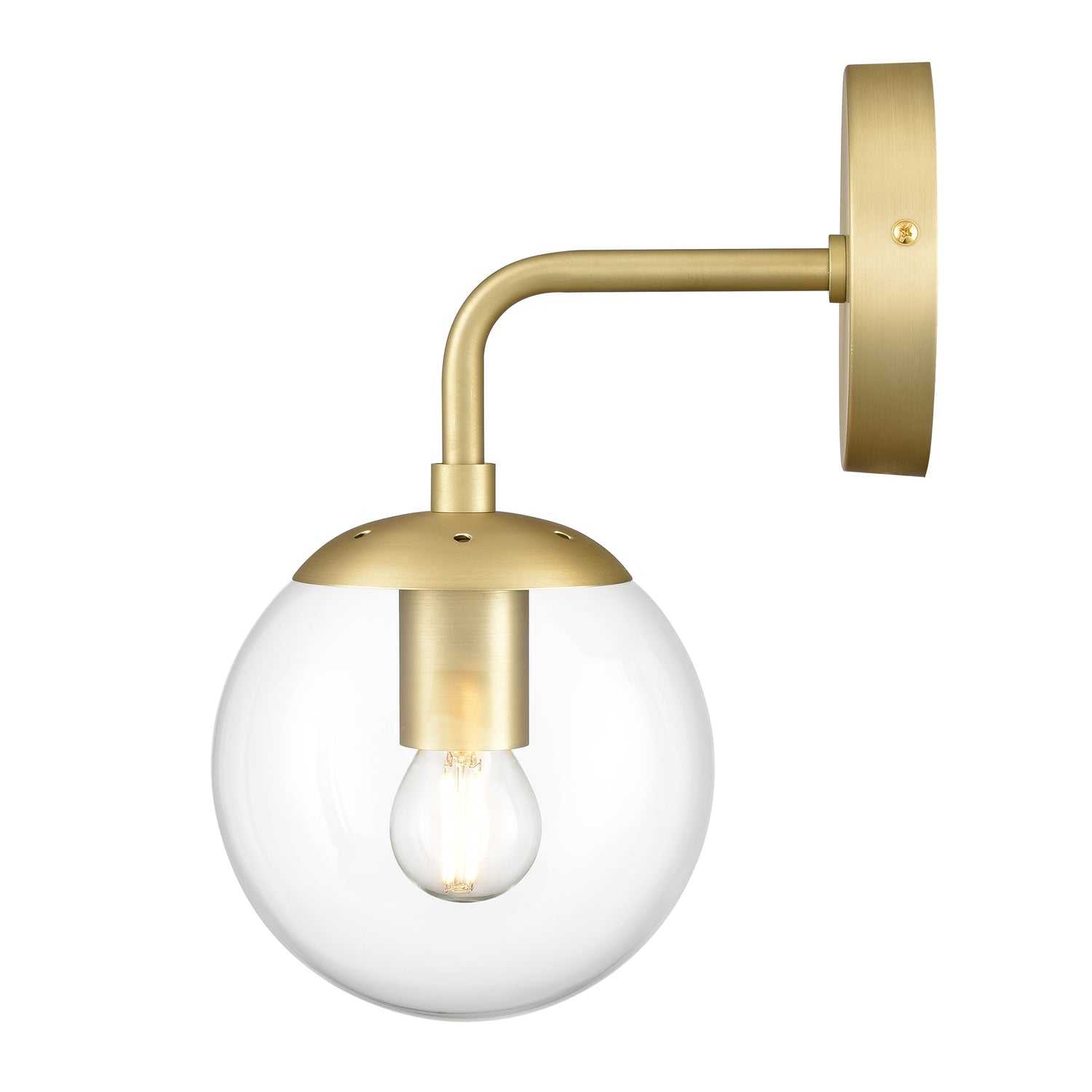 Zeno Globe Wall Sconce | Brushed Brass/Clear 