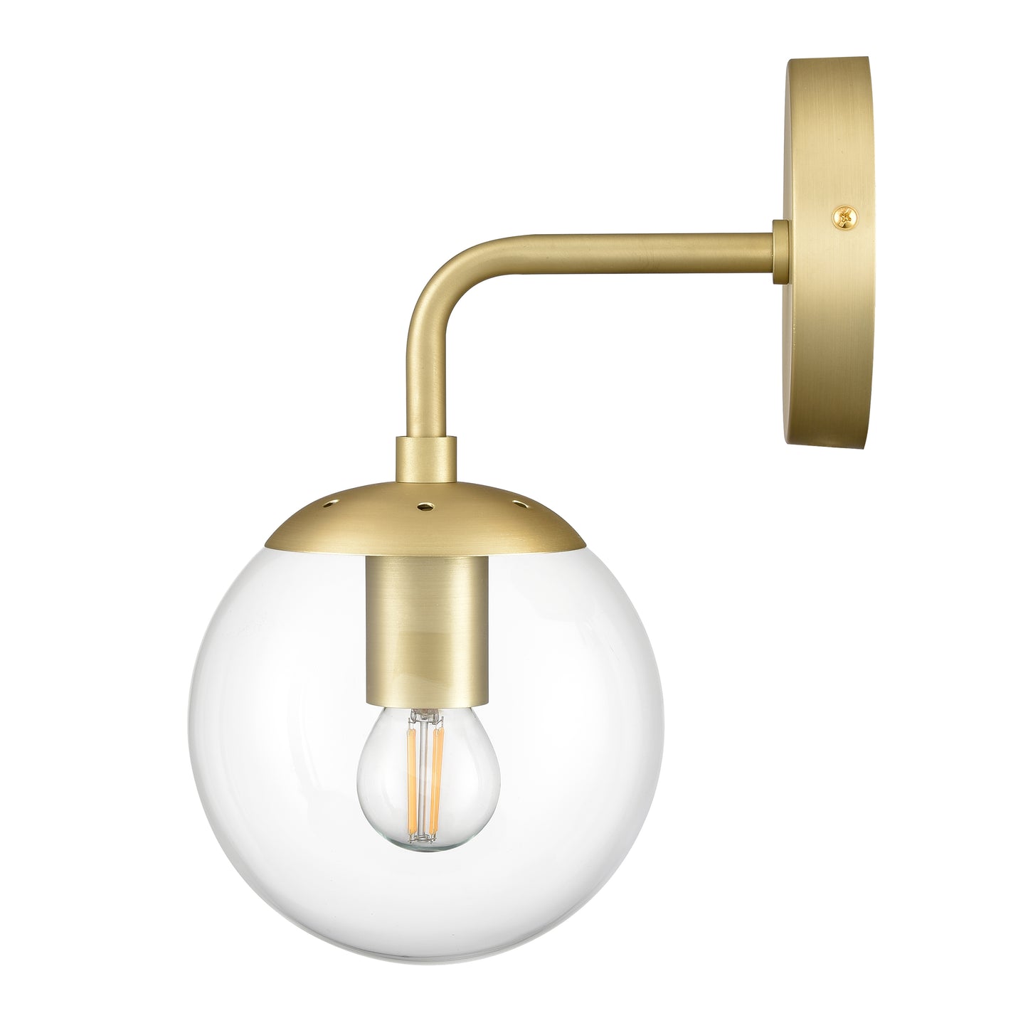 Zeno Globe Wall Sconce | Brushed Brass/Clear