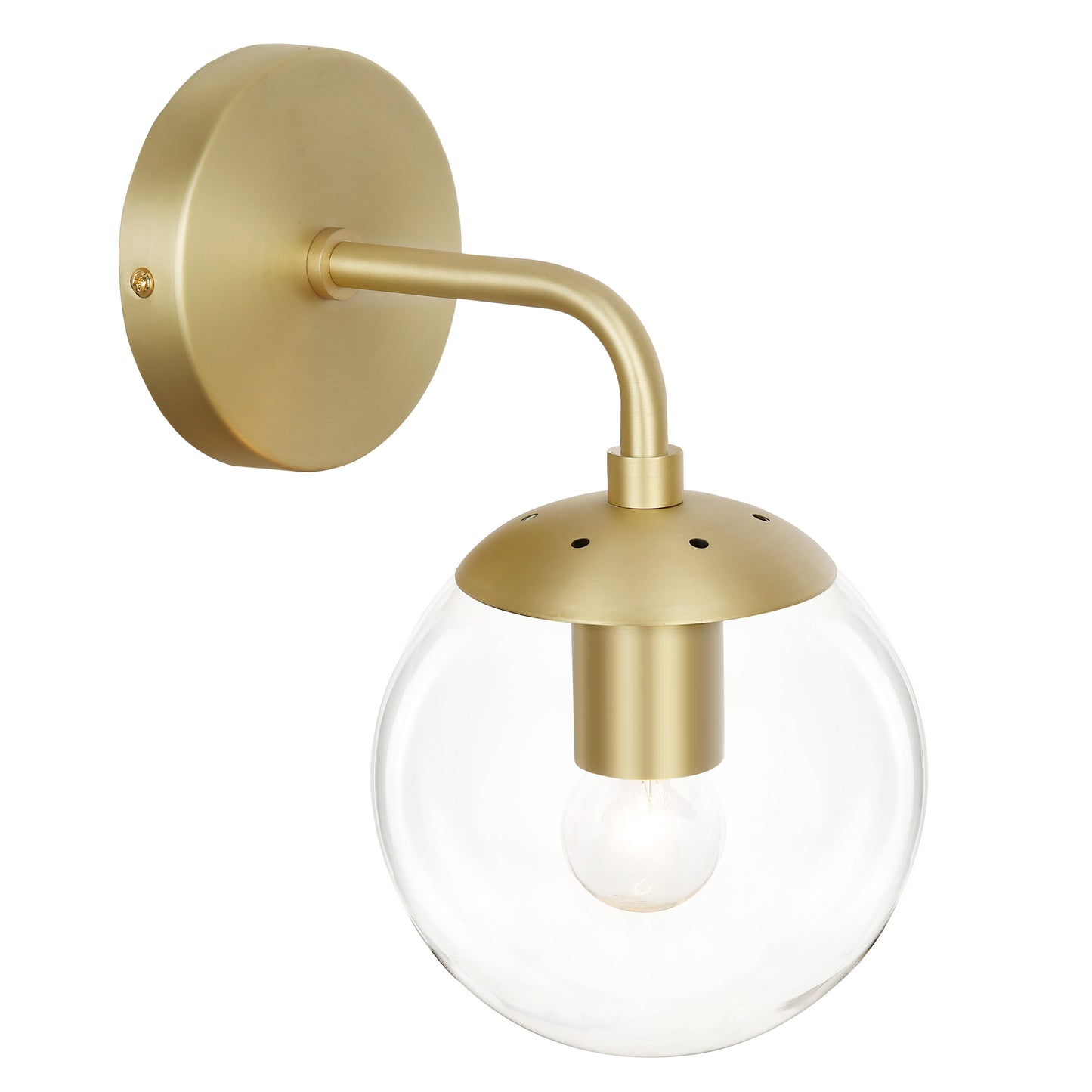 Zeno Globe Wall Sconce | Brushed Brass/Clear