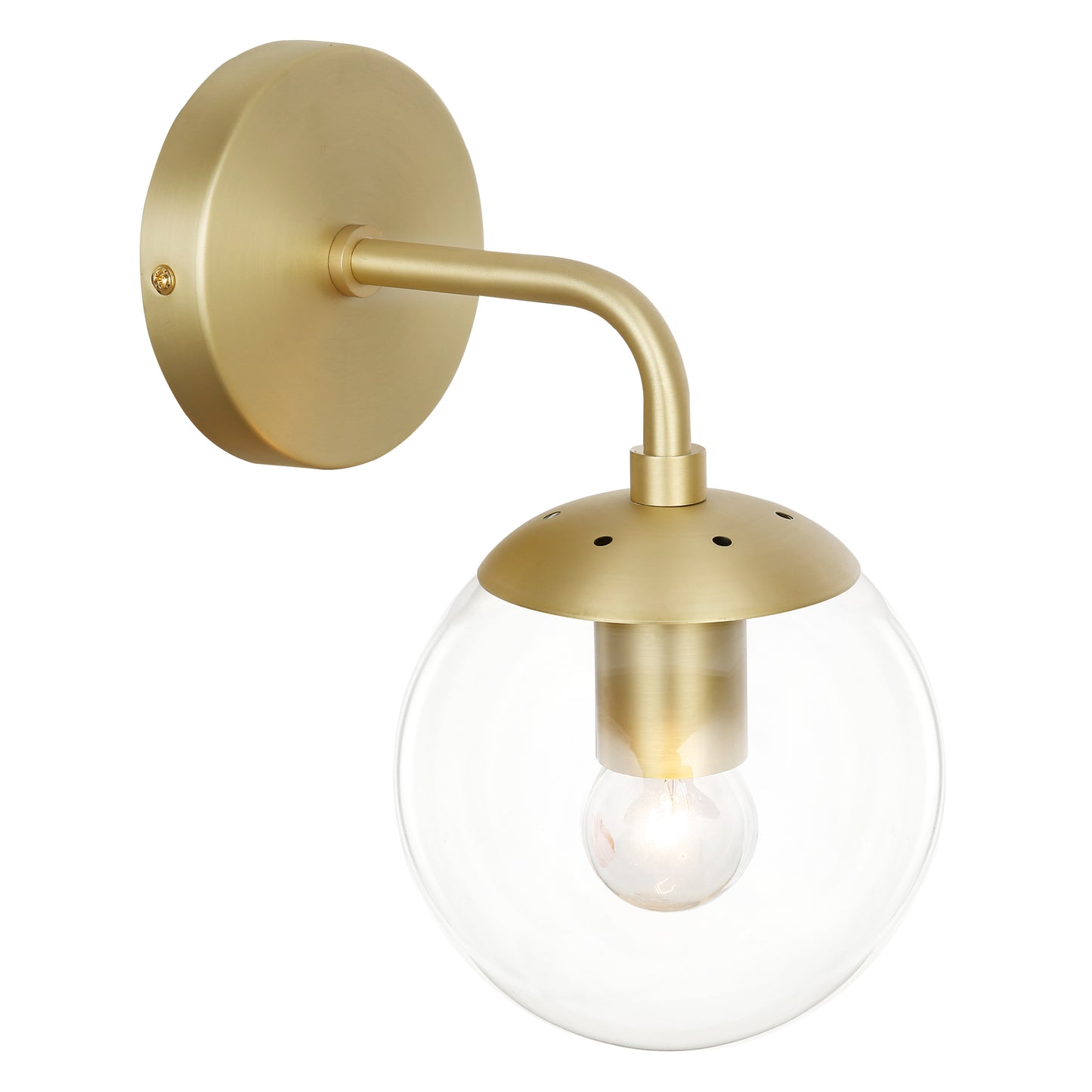Zeno Globe Wall Sconce | Brushed Brass/Clear