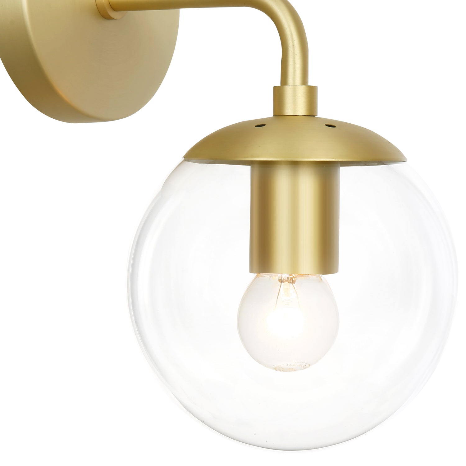 Zeno Globe Wall Sconce | Brushed Brass/Clear 