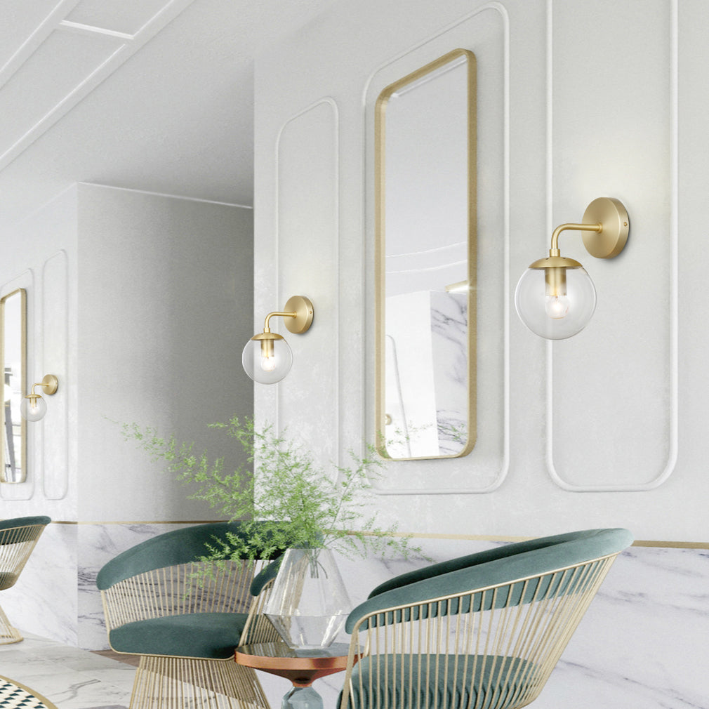 Zeno Globe Wall Sconce | Brushed Brass/Clear
