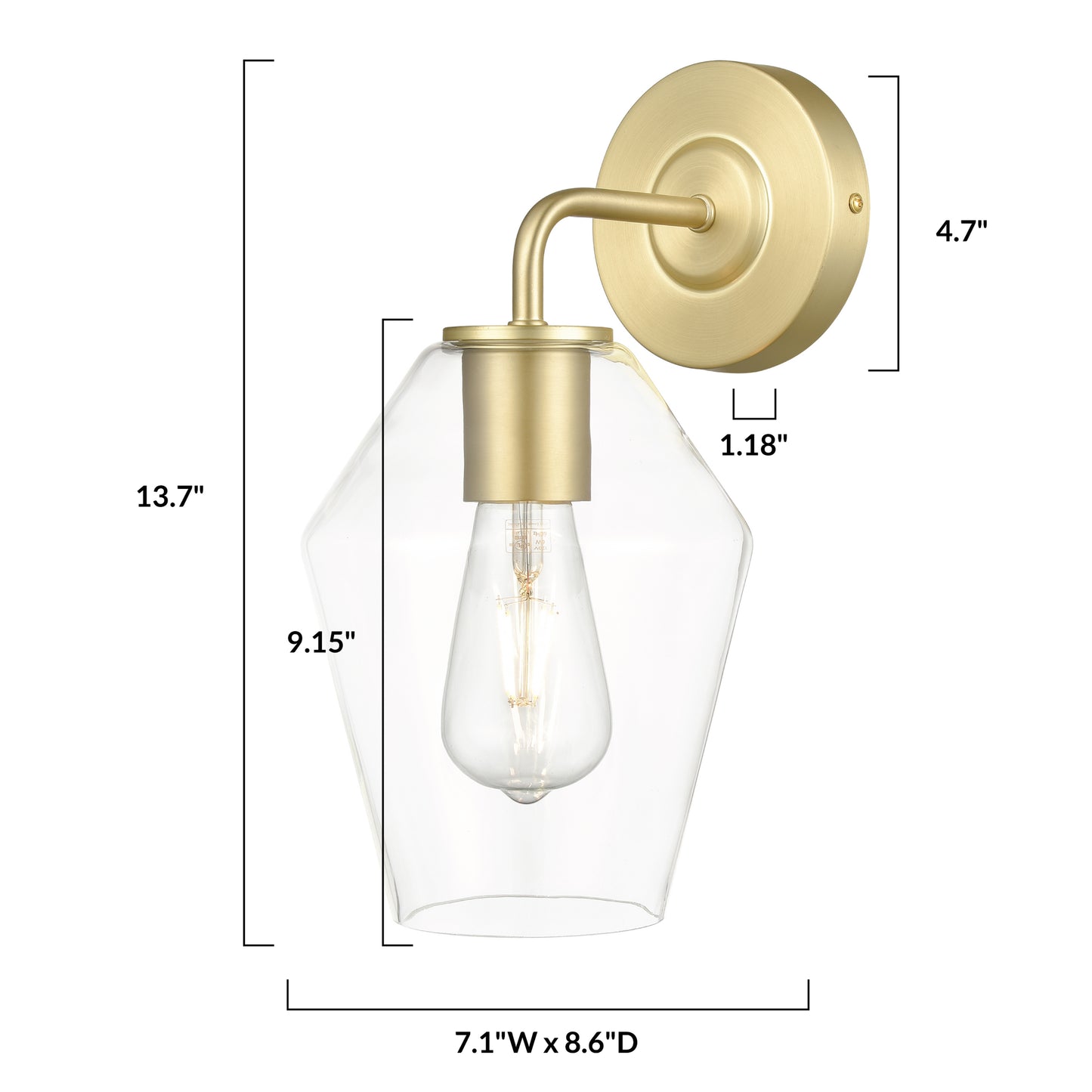 Clare Wall Sconce | Brushed Brass/Clear