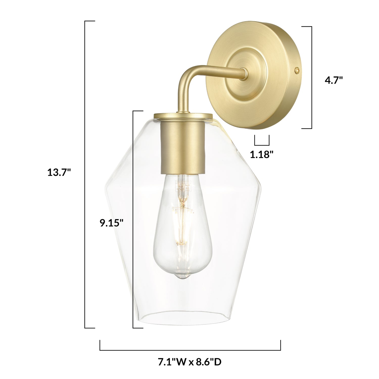 Clare Wall Sconce | Brushed Brass/Clear 