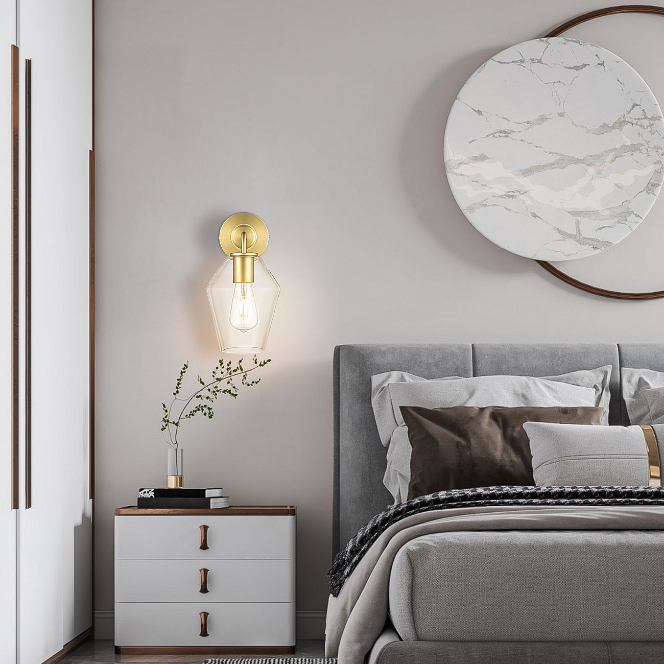 Clare Wall Sconce | Brushed Brass/Clear 