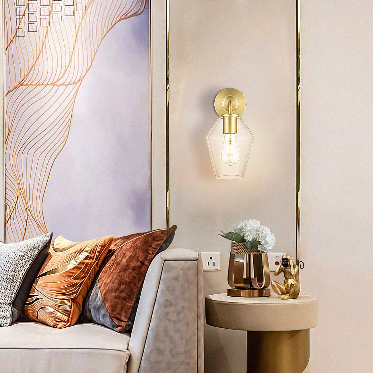 Clare Wall Sconce | Brushed Brass/Clear 