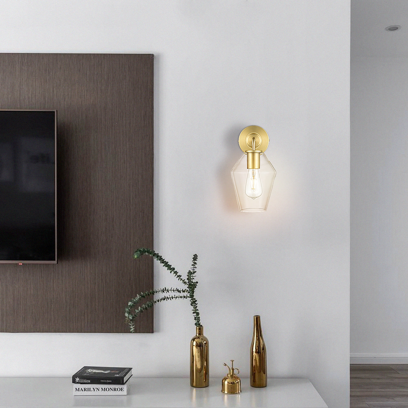 Clare Wall Sconce | Brushed Brass/Clear 