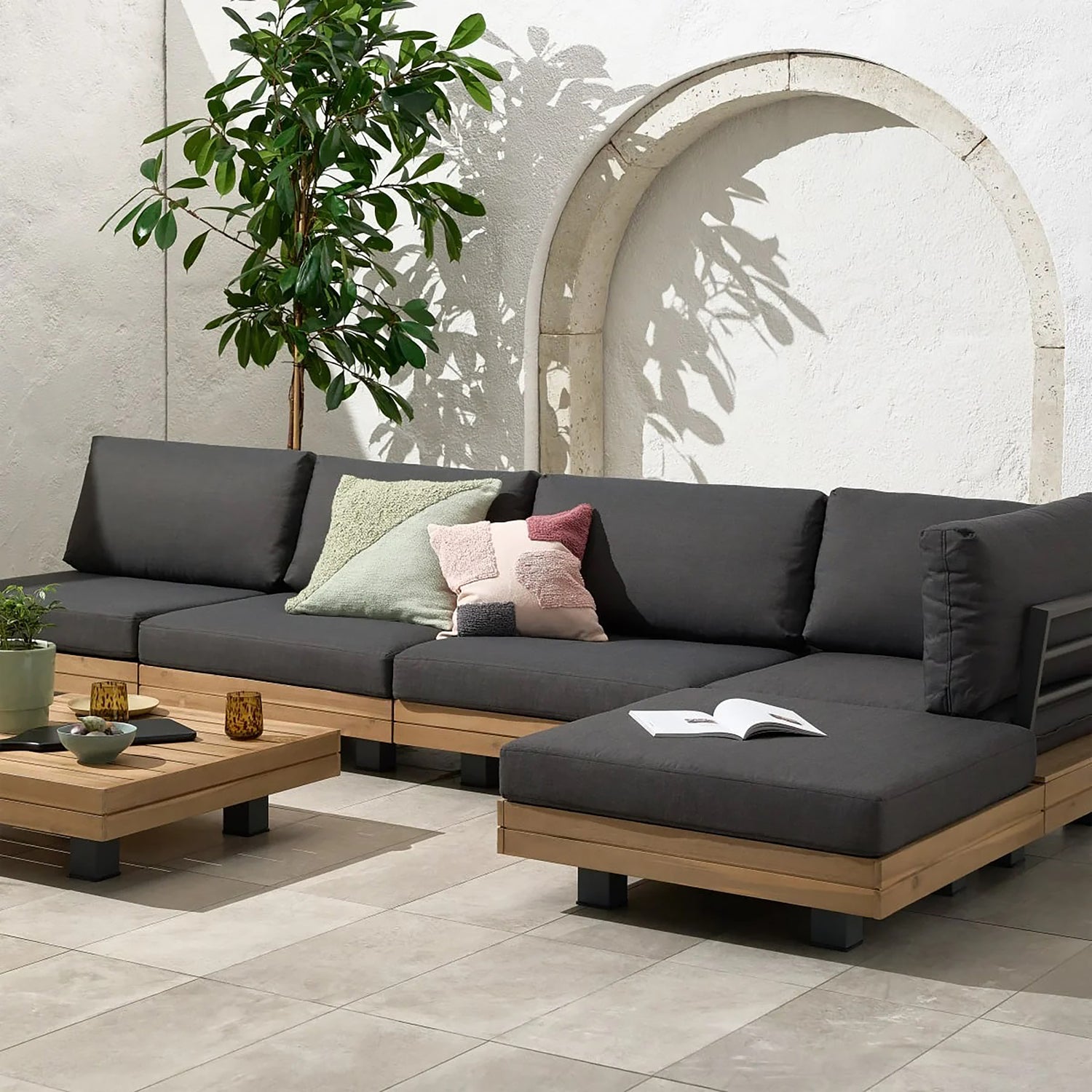 Celenza Modular Corner Sectional Set with Coffee Table | Dark Grey lifestyle_image