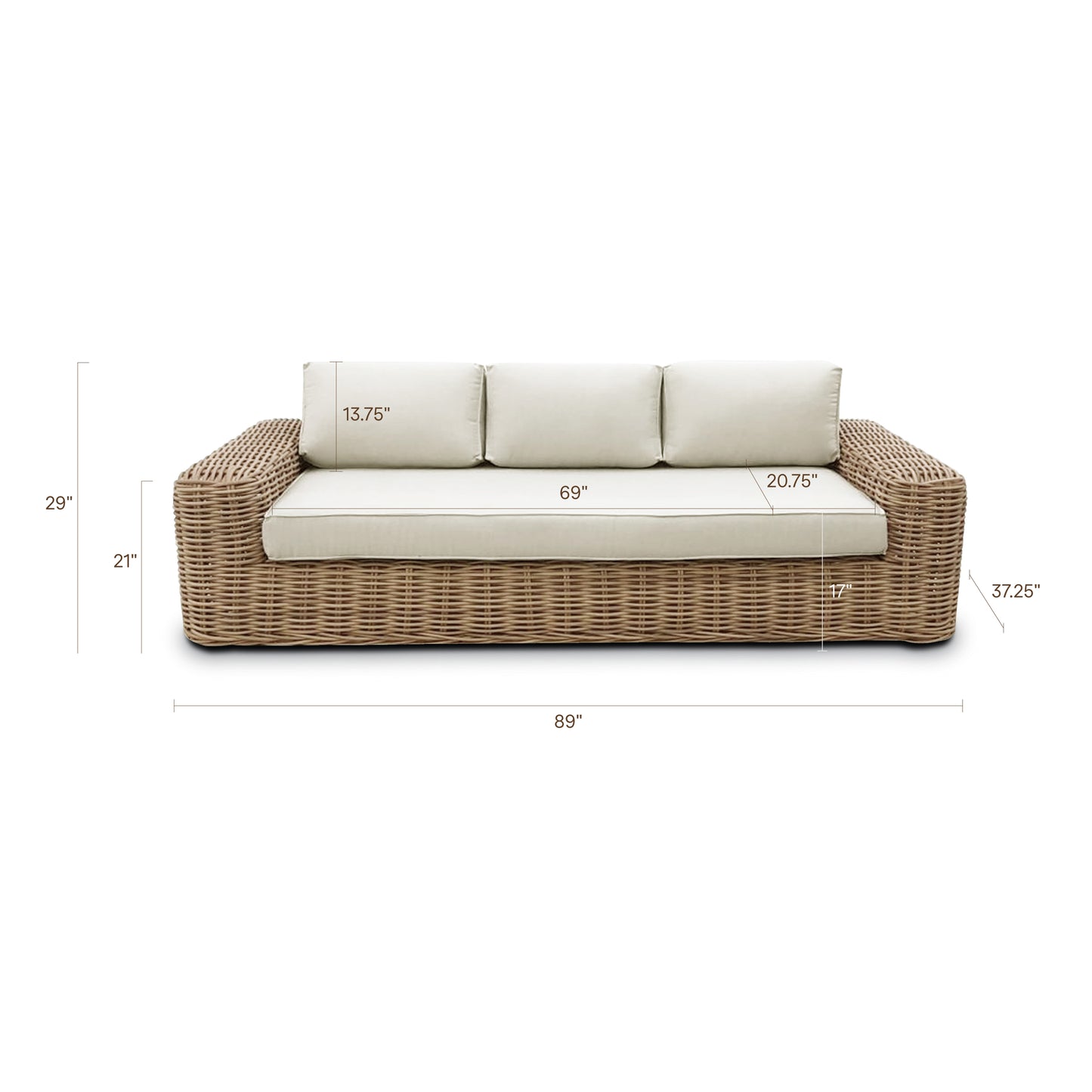 Puglia 3 Seat Sofa | Sand