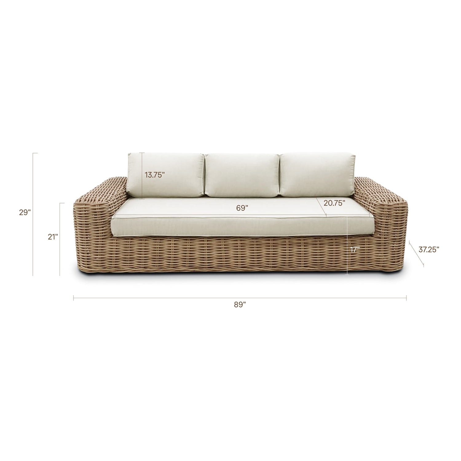Puglia 3 Seat Sofa | Sand 