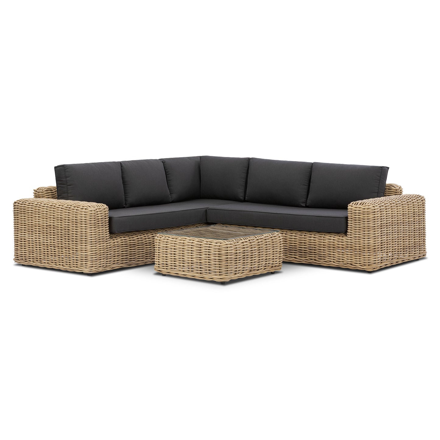 Puglia Corner Sectional Set with Coffee Table | Dark Grey