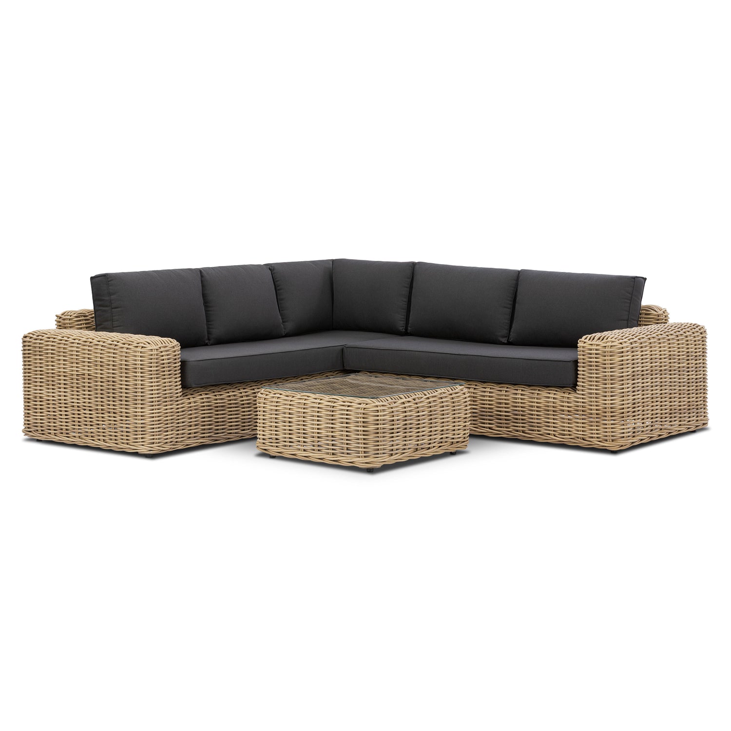 Puglia Corner Sectional Set with Coffee Table | Dark Grey 