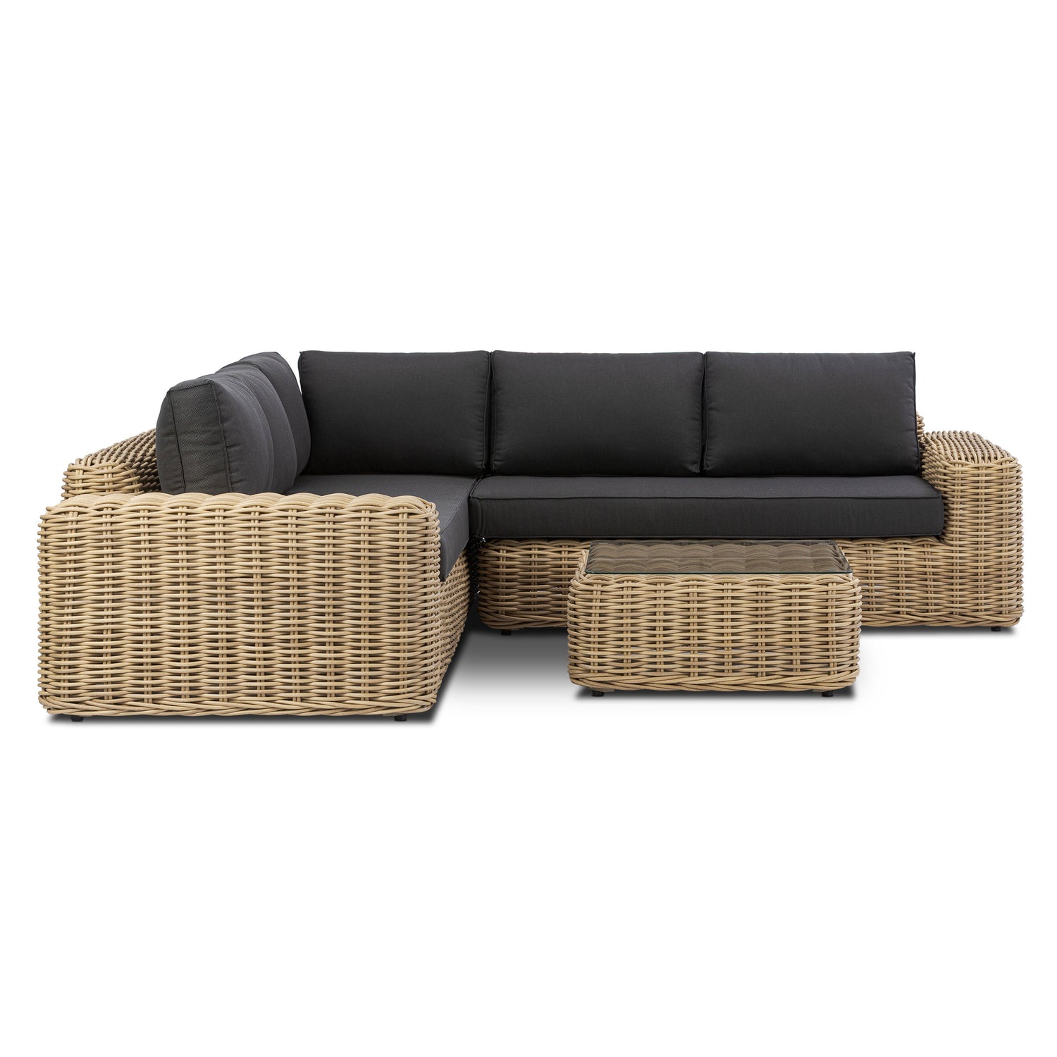 Puglia Corner Sectional Set with Coffee Table | Dark Grey 