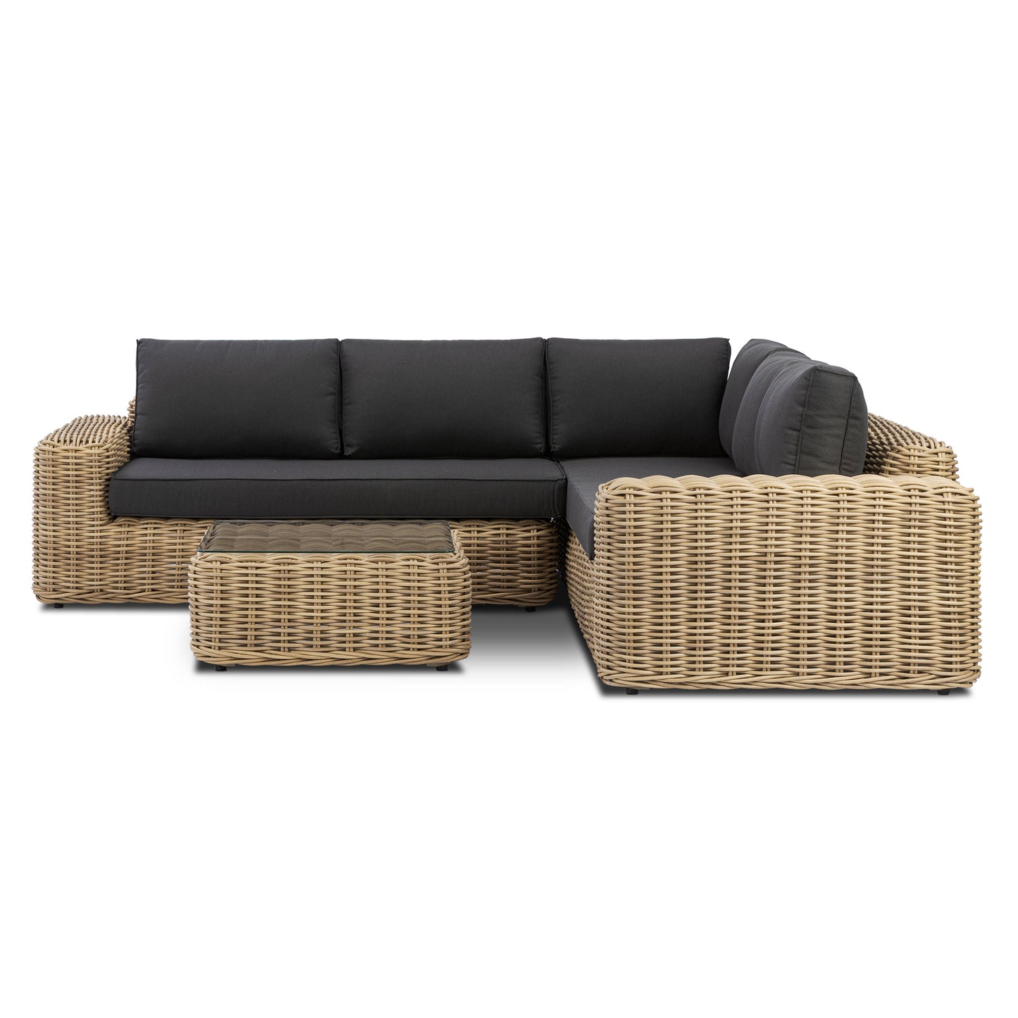 Puglia Corner Sectional Set with Coffee Table | Dark Grey