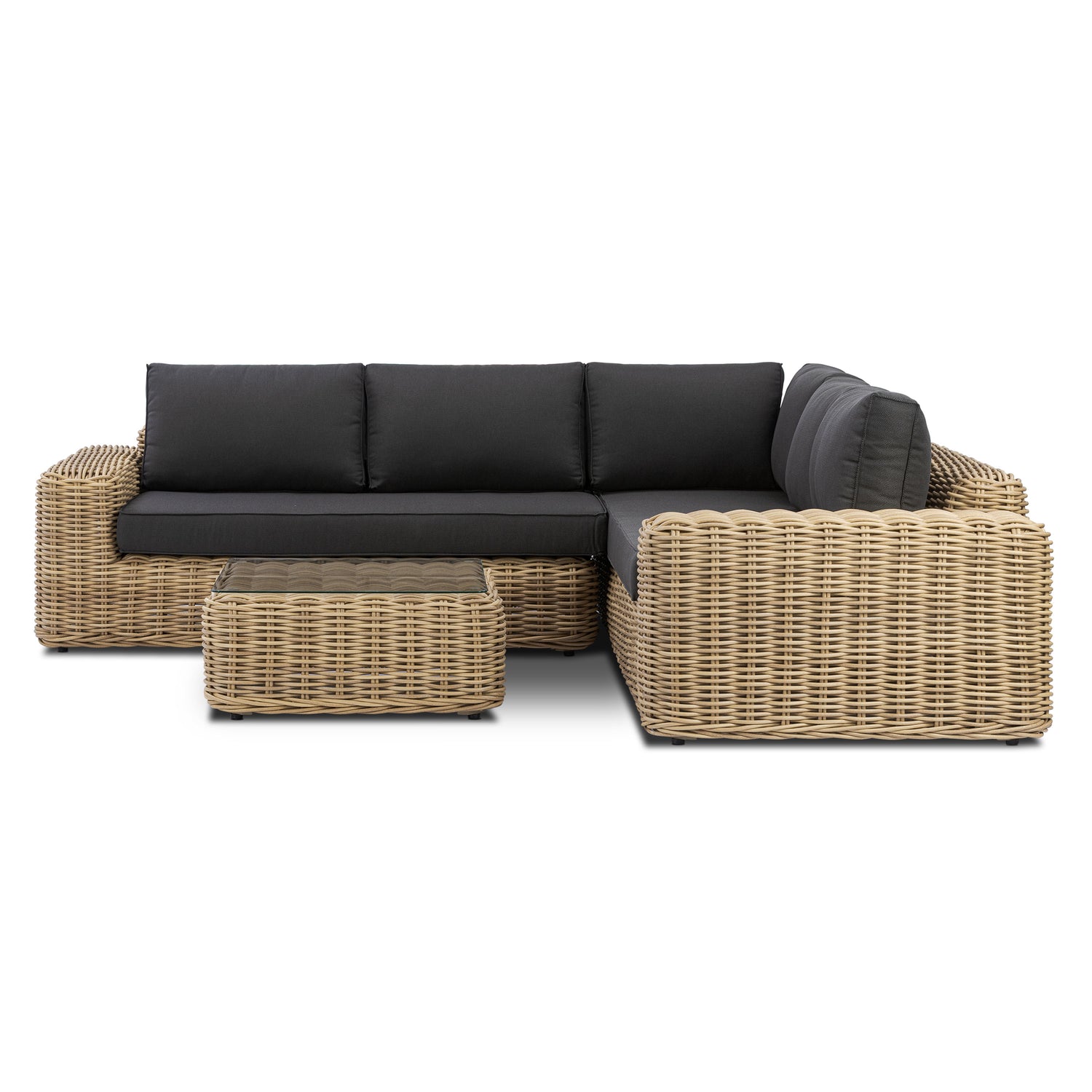 Puglia Corner Sectional Set with Coffee Table | Dark Grey 