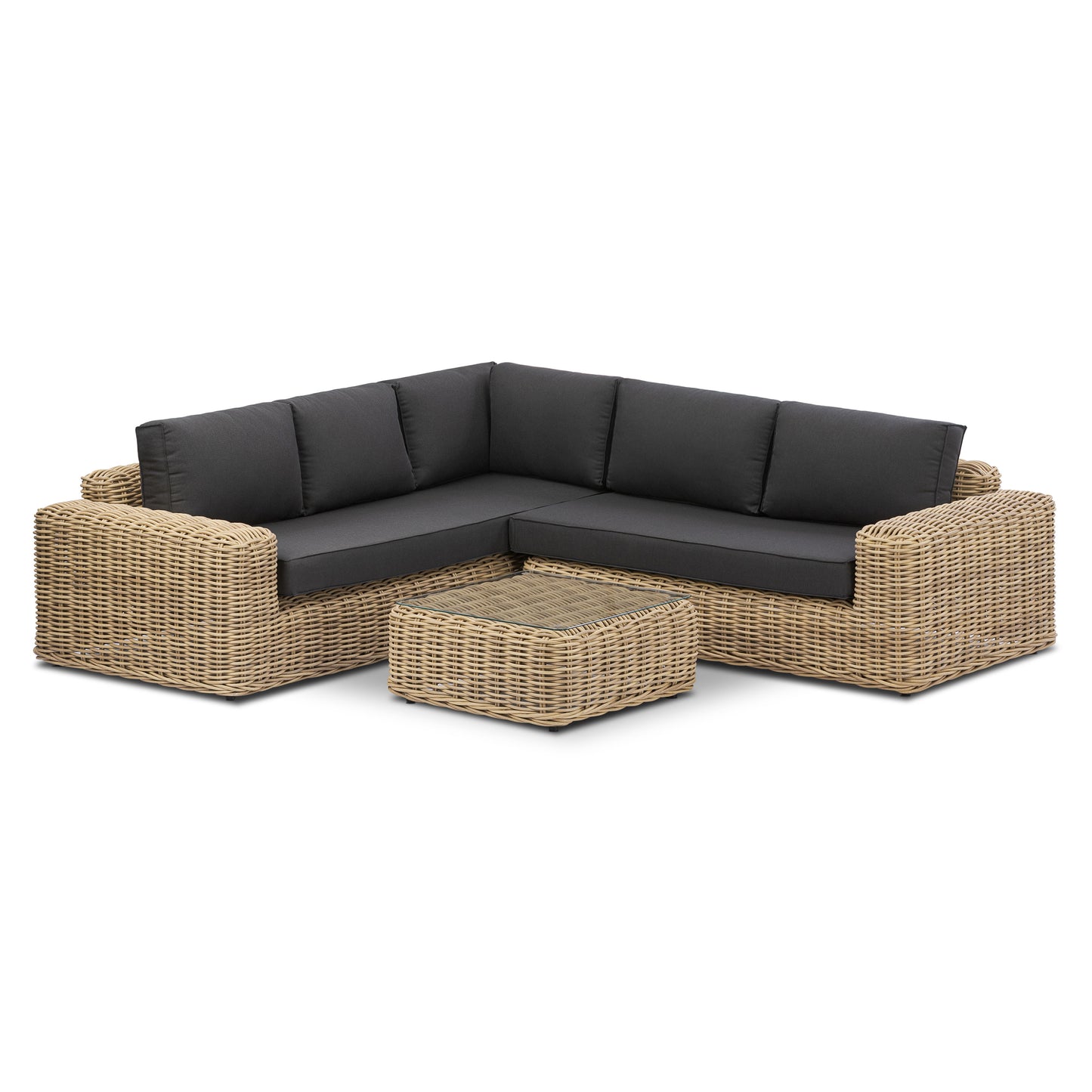 Puglia Corner Sectional Set with Coffee Table | Dark Grey