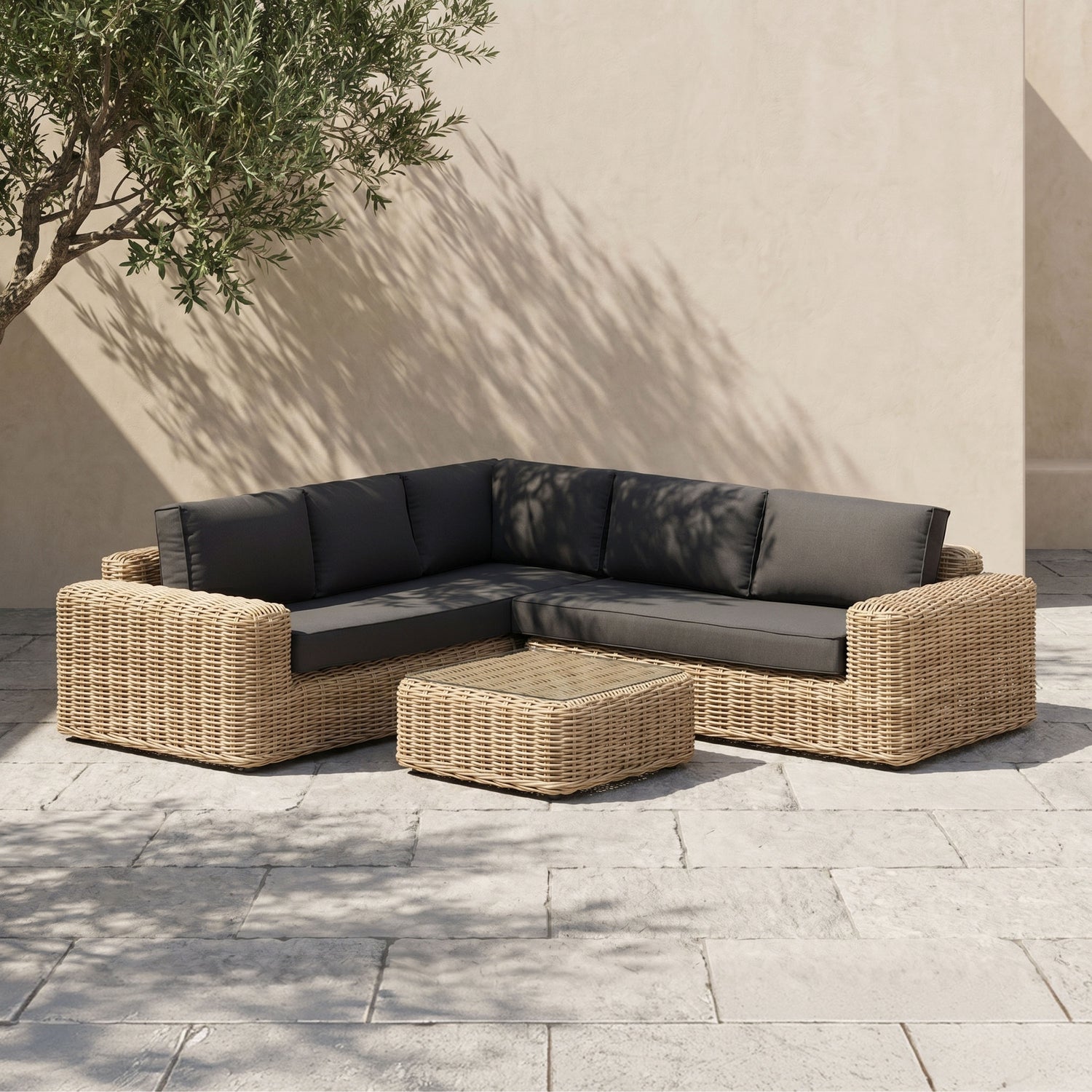 Puglia Corner Sectional Set with Coffee Table | Dark Grey lifestyle_image