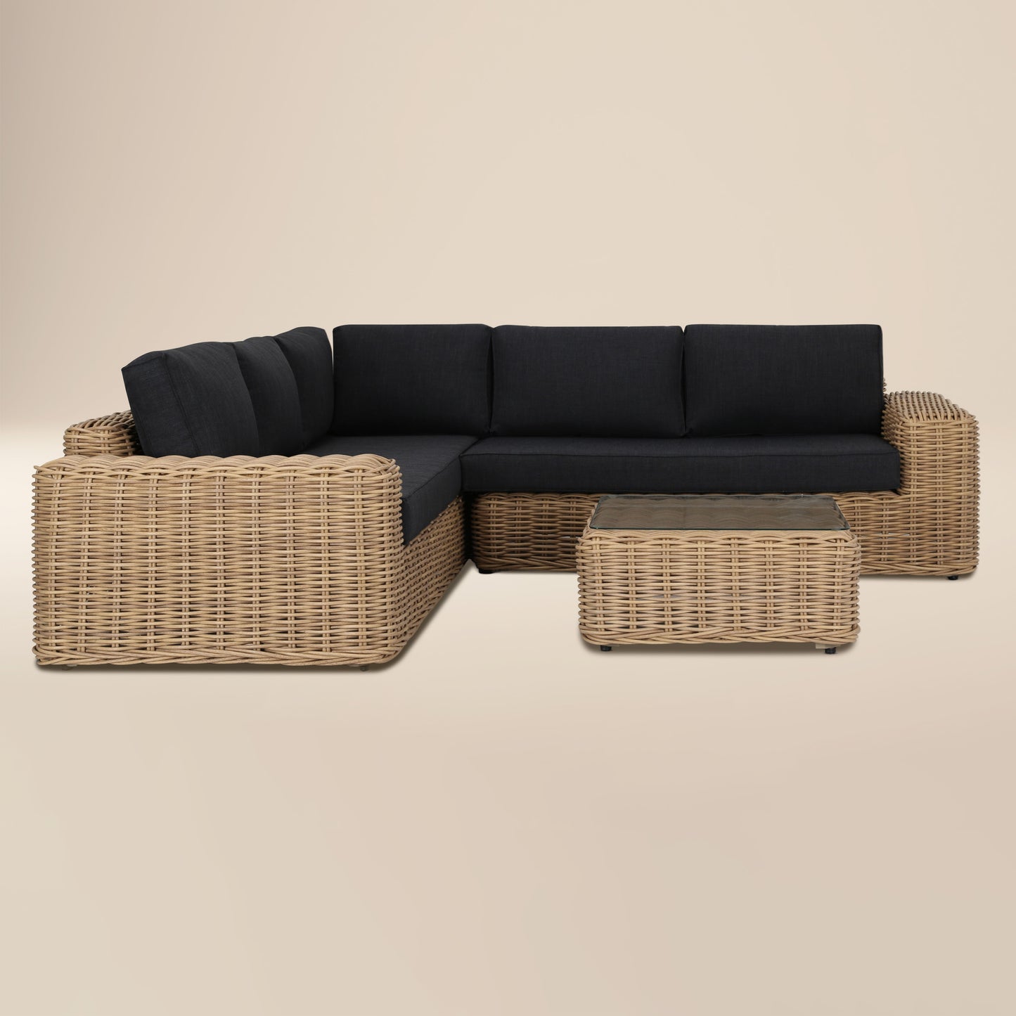 Puglia Corner Sectional Set with Coffee Table | Dark Grey