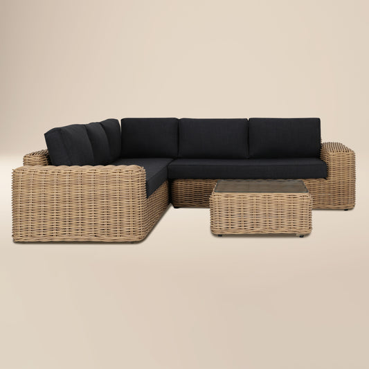 Puglia Corner Sectional Set with Coffee Table | Dark Grey