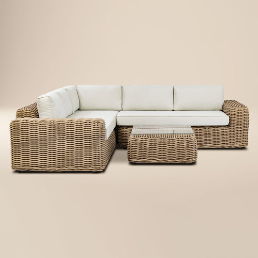 Puglia Corner Sectional Set with Coffee Table | Sand