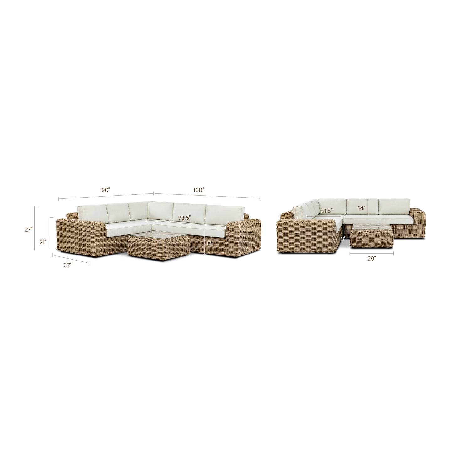 Puglia Corner Sectional Set with Coffee Table | Sand