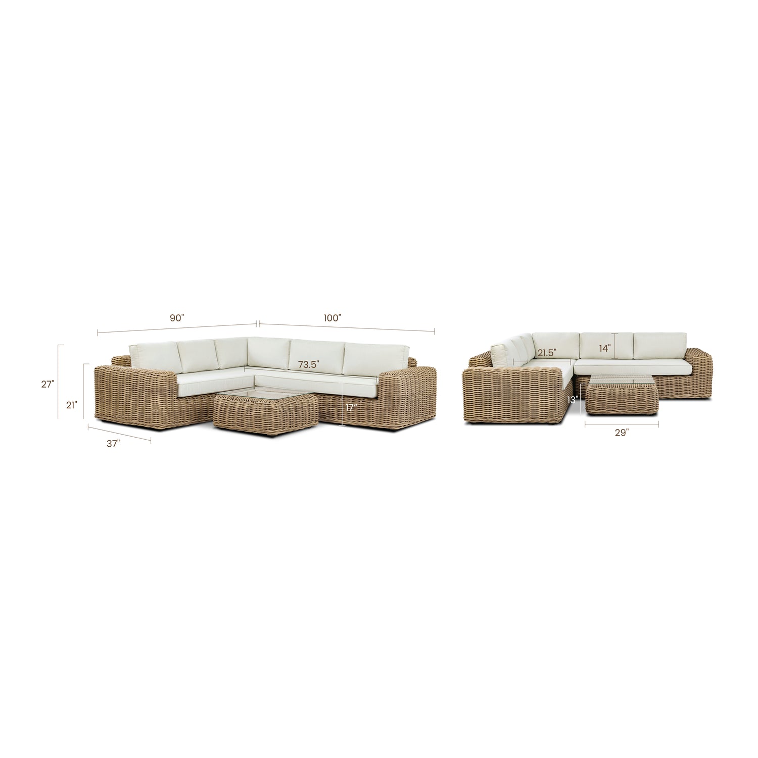 Puglia Corner Sectional Set with Coffee Table | Sand 