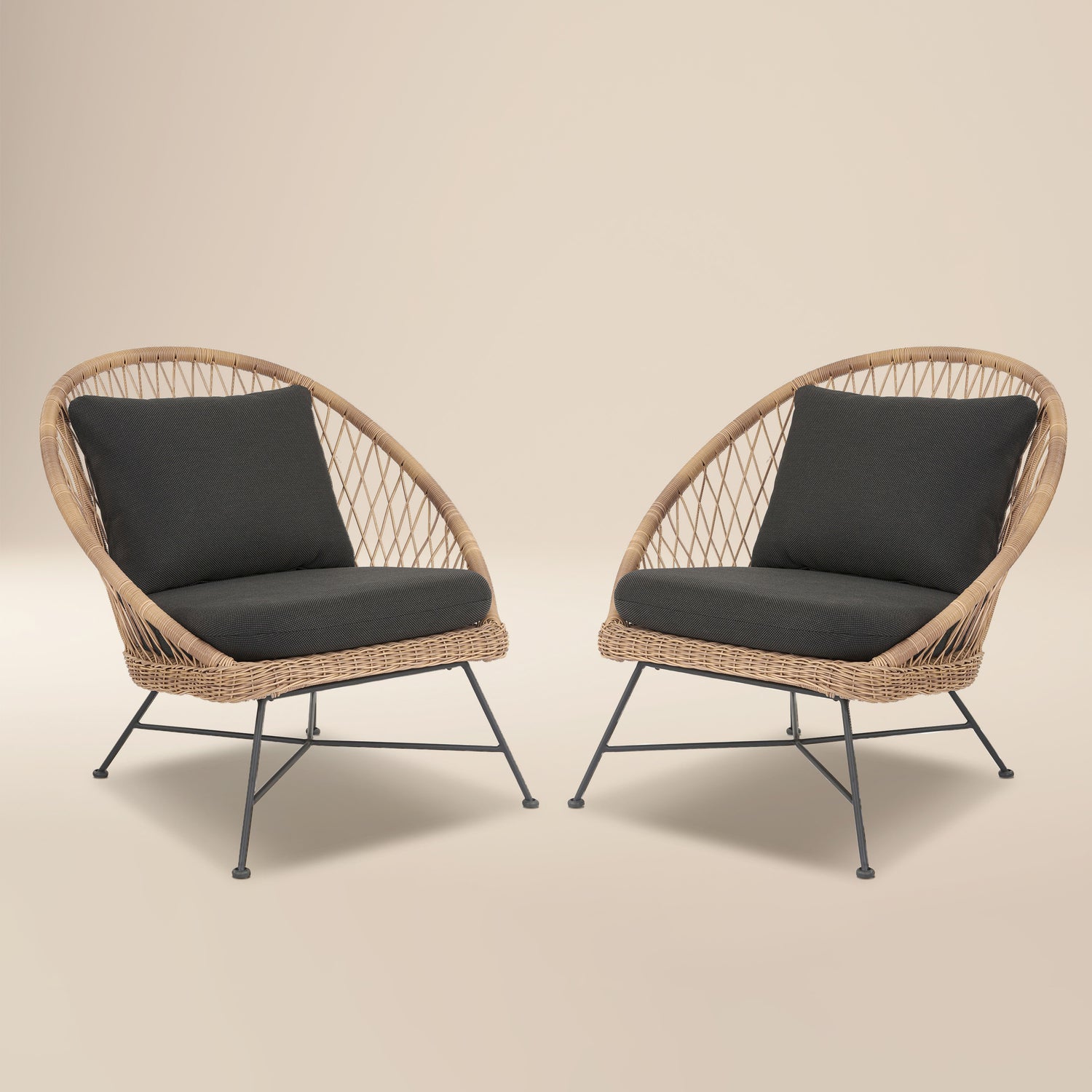 Ponza Indoor / Outdoor Lounge Chair | Medium Grey | Set of 2 