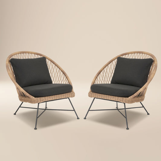 Ponza Indoor / Outdoor Lounge Chair | Medium Grey | Set of 2