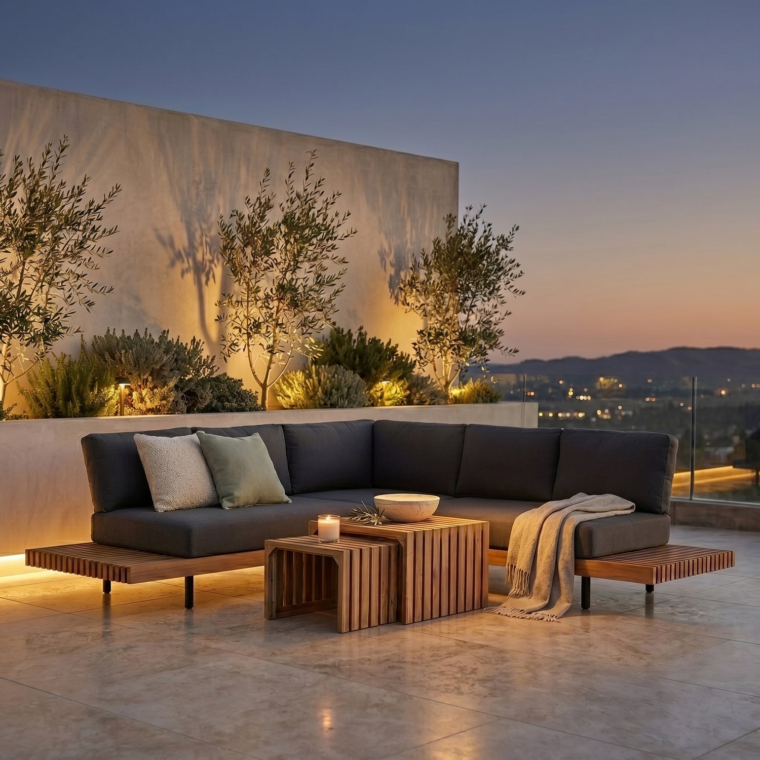 Lobos Outdoor Corner Sectional with Coffee Table | Medium Grey lifestyle_image