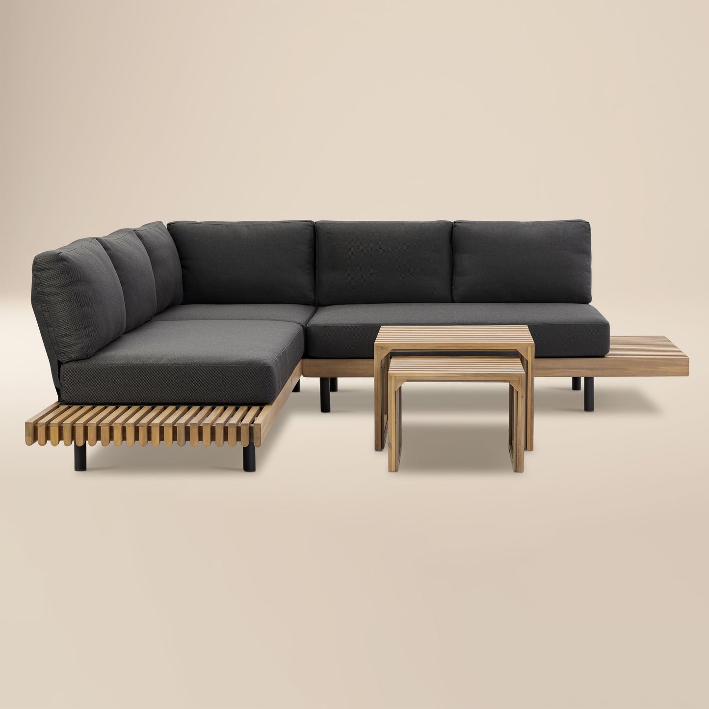 Lobos Outdoor Corner Sectional with Coffee Table | Medium Grey