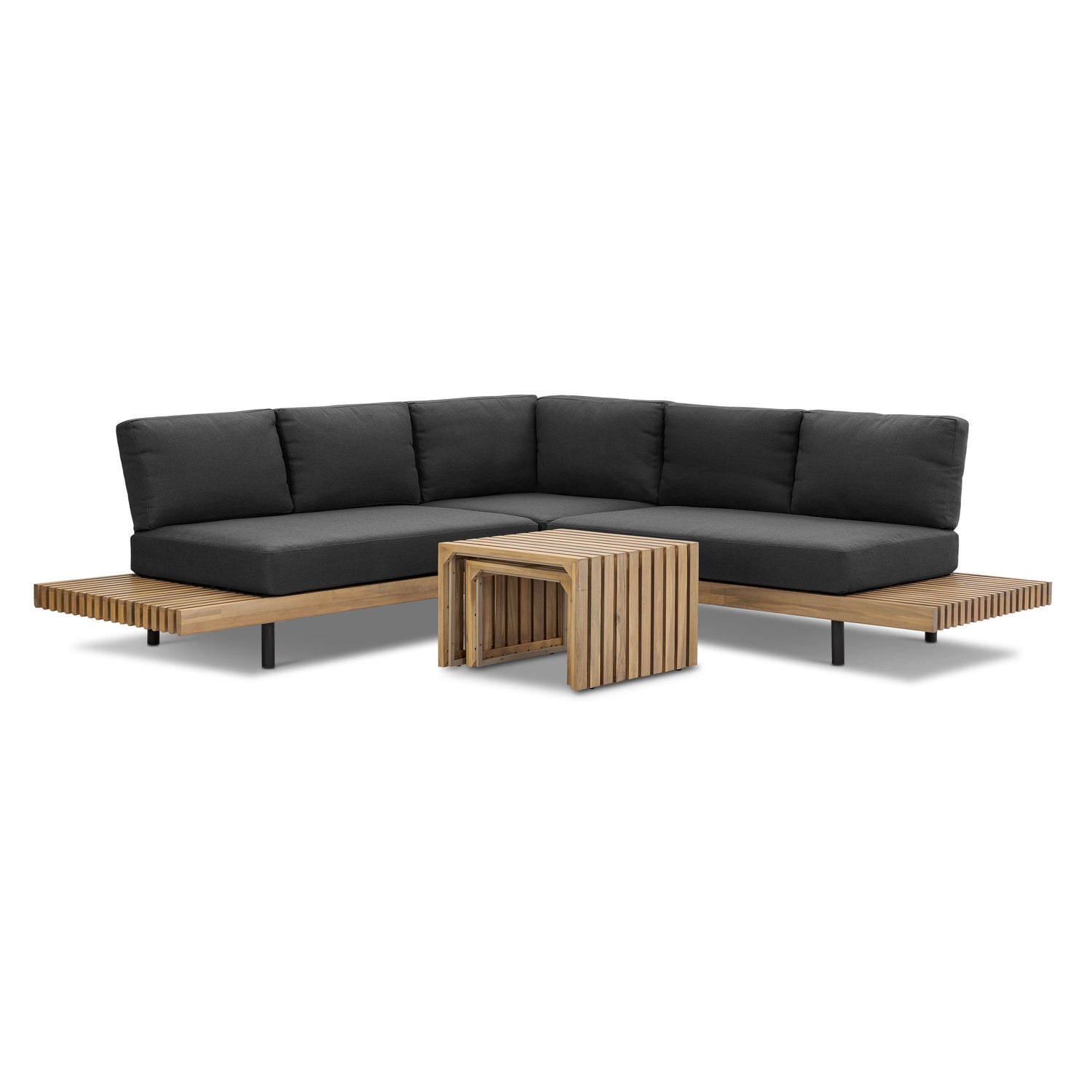 Lobos Outdoor Corner Sectional with Coffee Table | Medium Grey 