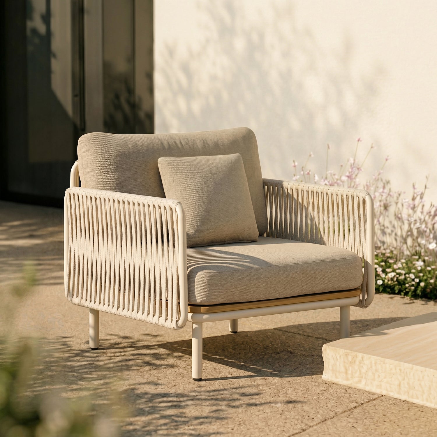 Salvora Outdoor Lounge Chair | Stone lifestyle_image