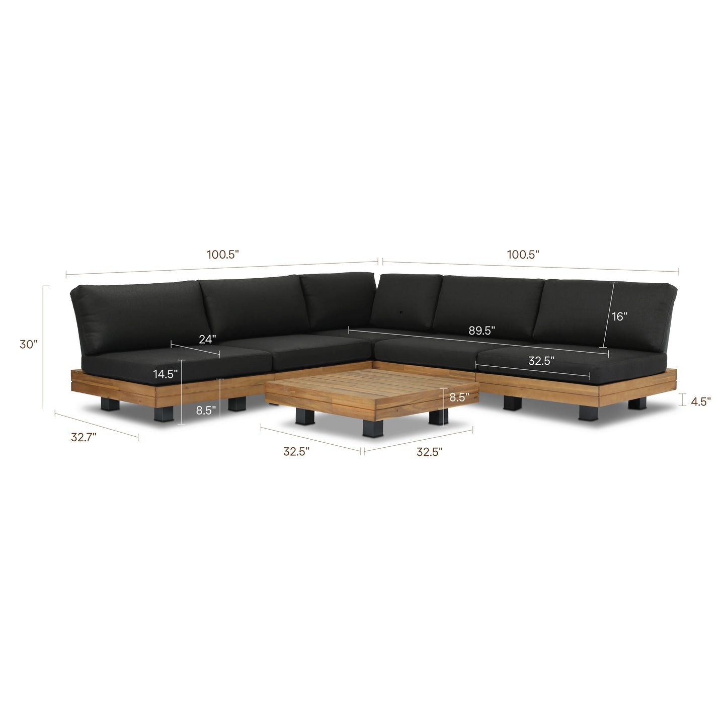 Celenza Modular Full-Corner Sectional Set with Coffee Table | Dark Grey