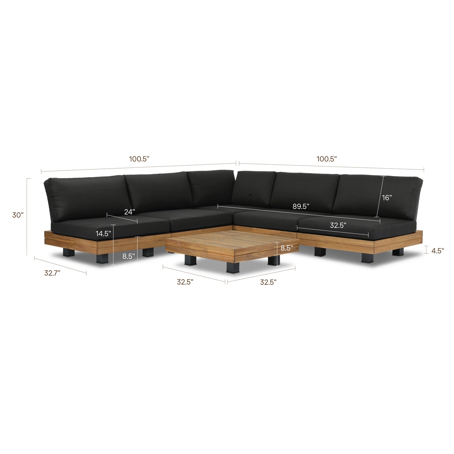 Celenza Modular Full-Corner Sectional Set with Coffee Table | Dark Grey 