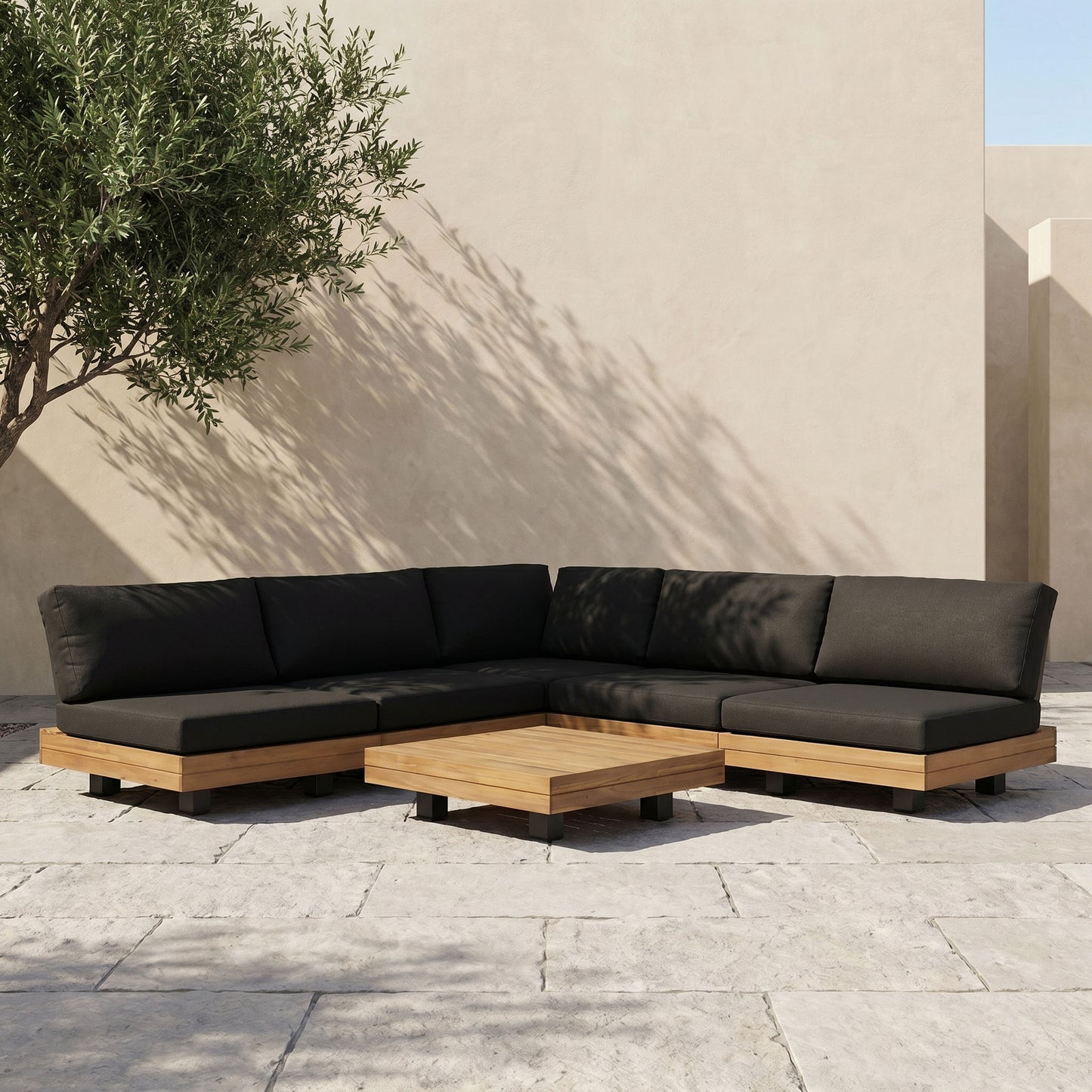 Celenza Modular Full-Corner Sectional Set with Coffee Table | Dark Grey