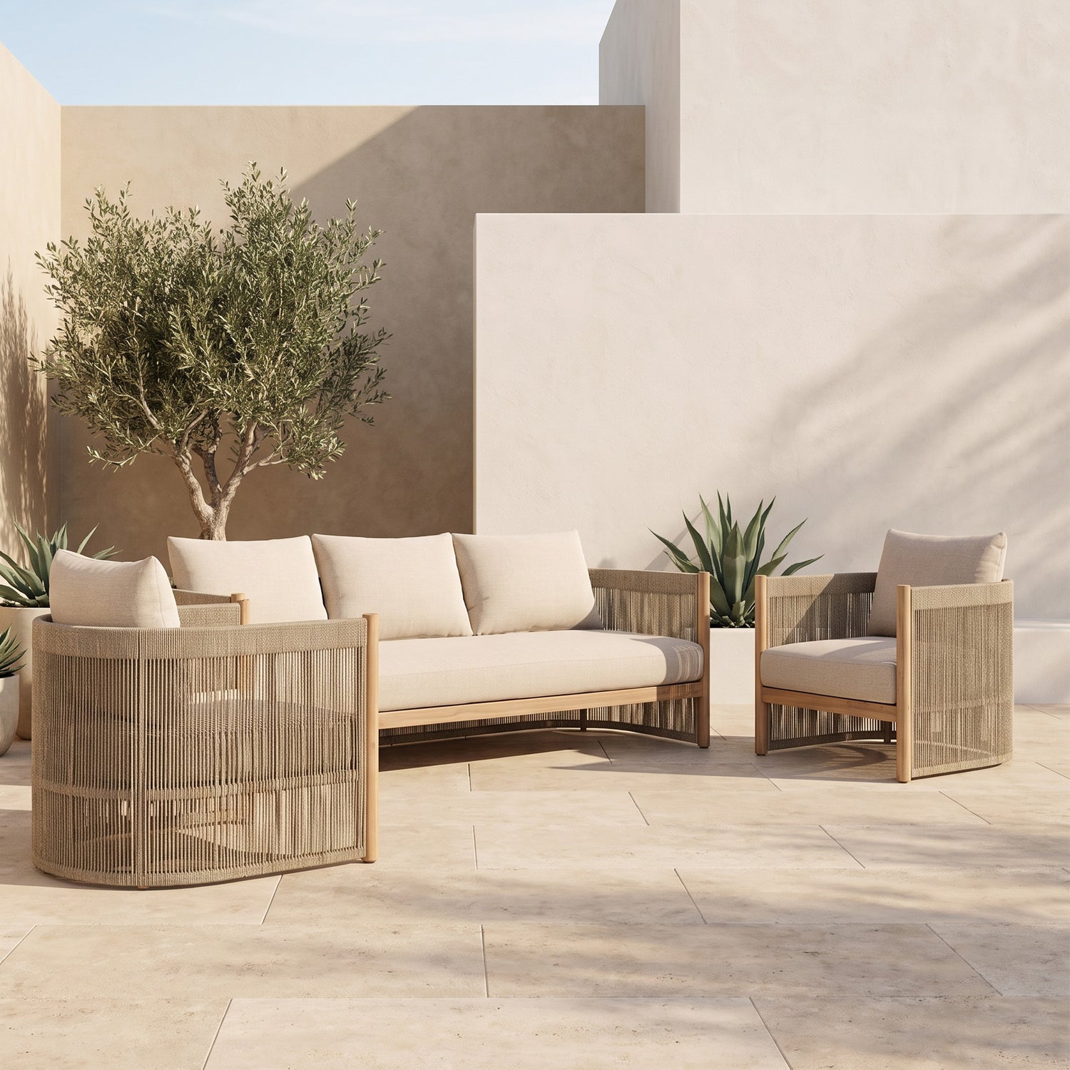 Gomera Outdoor Lounge Set | Natural Beige lifestyle_image