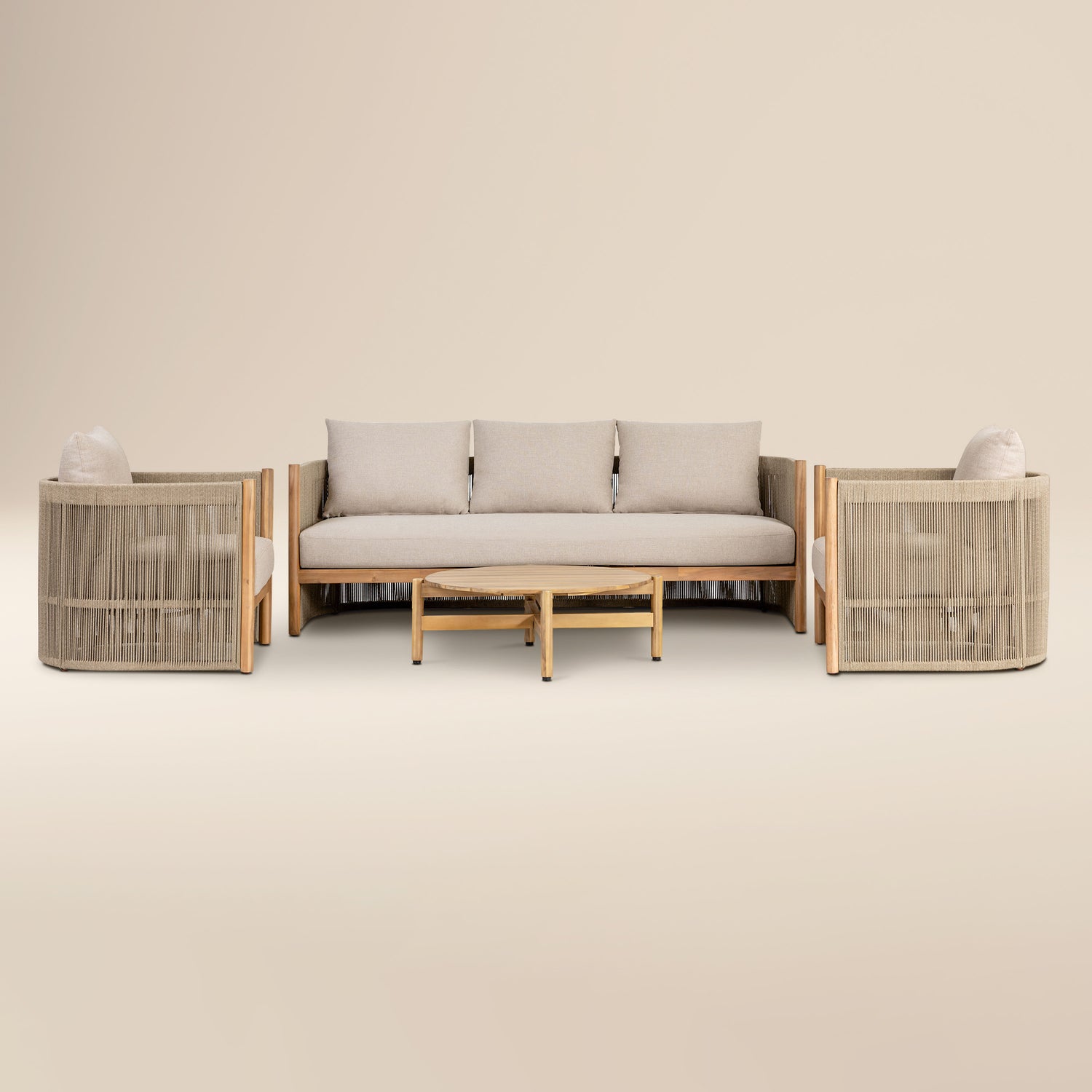Gomera Outdoor Lounge Set with Coffee Table | Natural Beige 