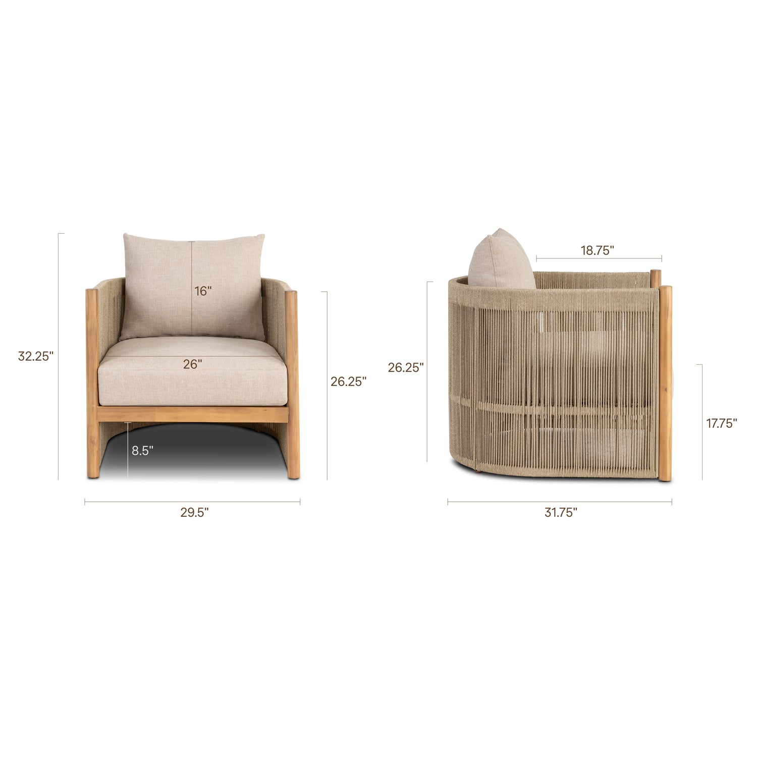 Gomera Outdoor Lounge Set with Coffee Table | Natural Beige 