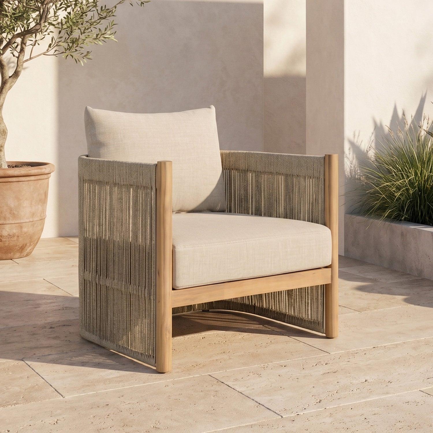 Gomera Outdoor Lounge Chair | Natural Beige lifestyle_image