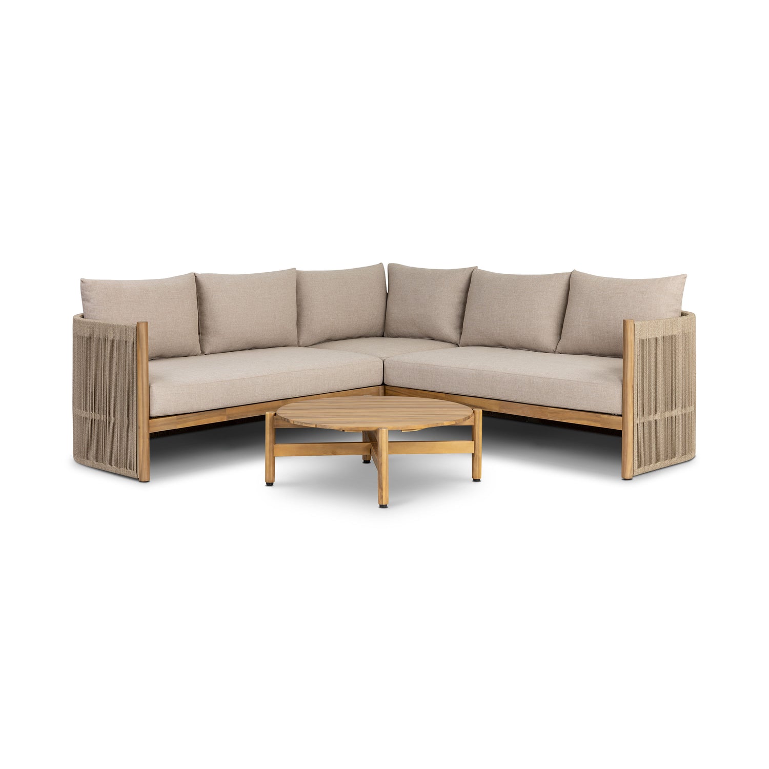 Gomera Outdoor Corner Set with Coffee Table | Natural Beige 