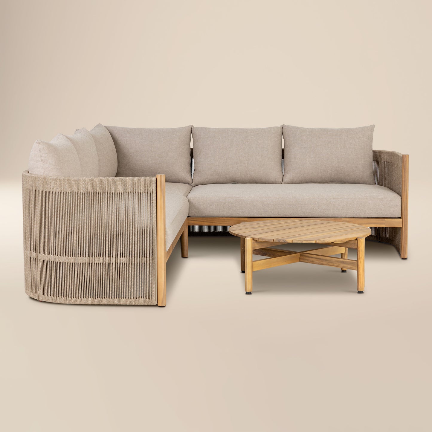 Gomera Outdoor Corner Set with Coffee Table | Natural Beige
